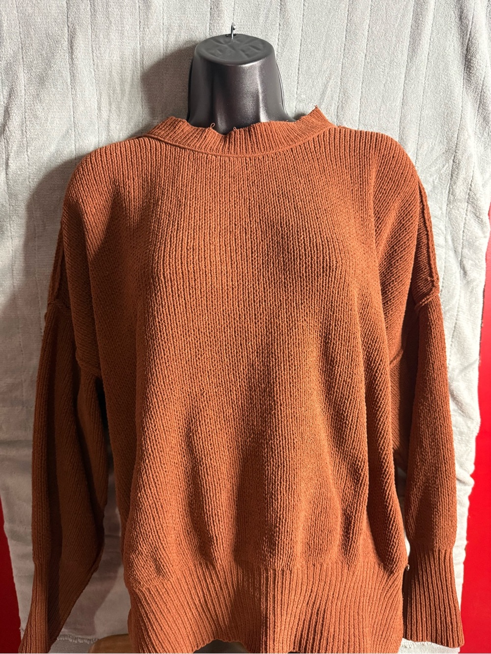 Abercrombie and Fitch Crewneck Sweater in Rust Orange
